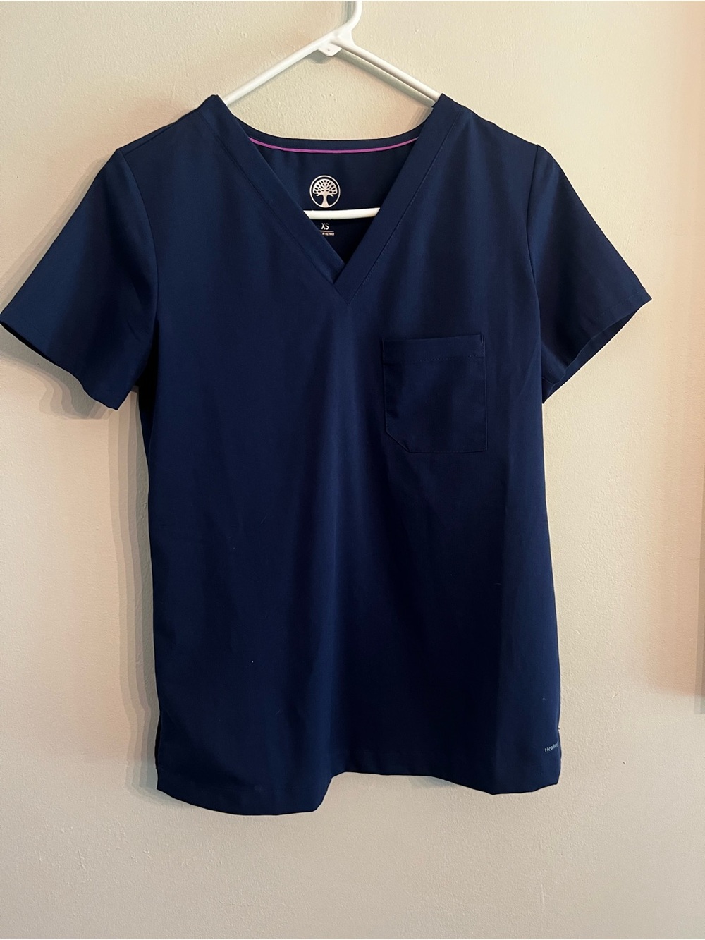 healing hands Navy V-Neck Scrub Top